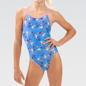 DOLFIN GIRLS UGLIES ONE PIECE SWIMSUIT Blue Star Size 16 NWT‎